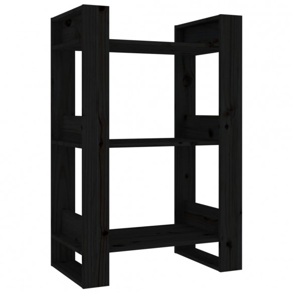 Bibliothèque/Séparateur de pièce Noir 60x35x91 cm Pin solide