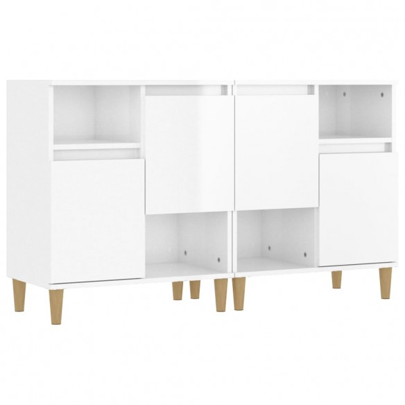 Buffets 2 pcs blanc brillant 60x35x70 cm bois d'ingénierie