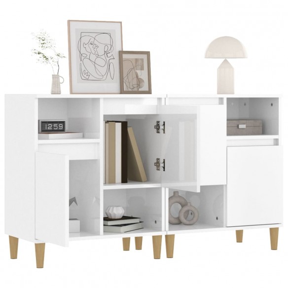 Buffets 2 pcs blanc brillant 60x35x70 cm bois d'ingénierie