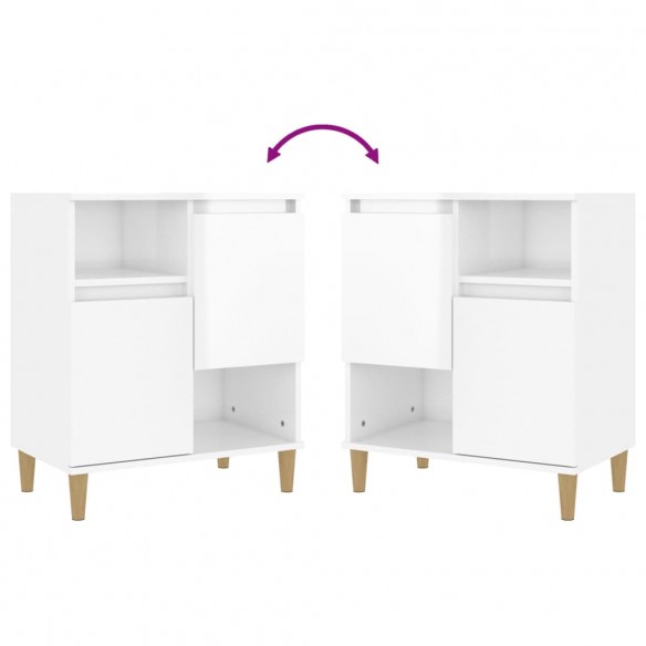 Buffets 2 pcs blanc brillant 60x35x70 cm bois d'ingénierie