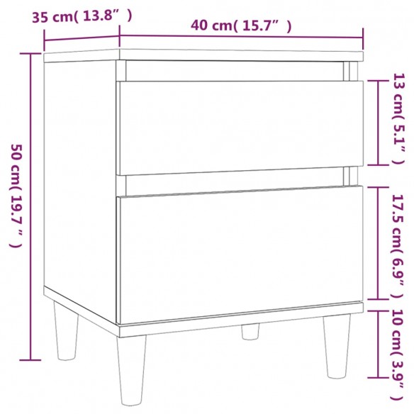 Tables de chevet 2 pcs Blanc 40x35x50 cm