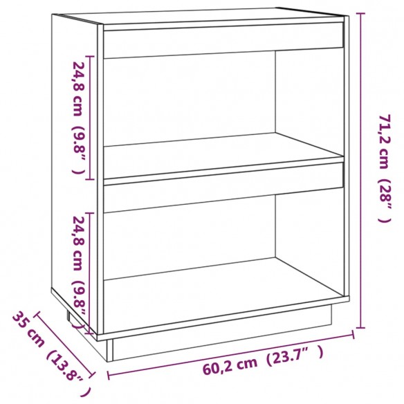 Bibliothèque Noir 60x35x71 cm Bois de pin massif