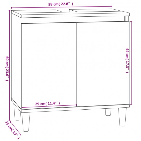 Meuble d'évier sonoma gris 58x33x60 cm bois d'ingénierie