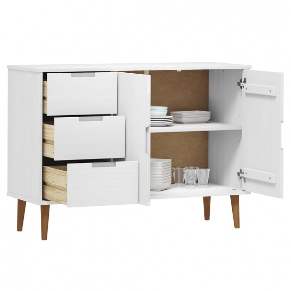 Buffet MOLDE Blanc 113x40x80 cm Bois massif de pin