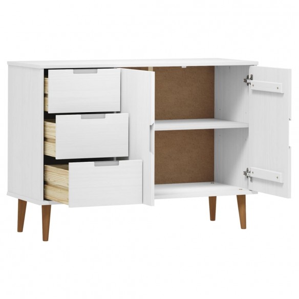 Buffet MOLDE Blanc 113x40x80 cm Bois massif de pin