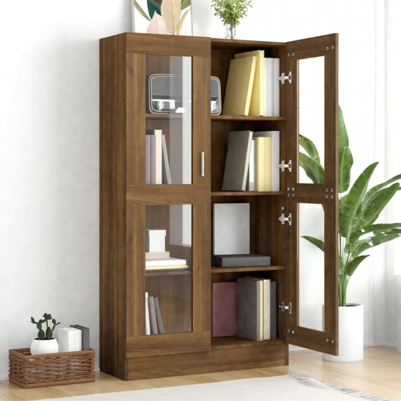 Armoire à vitrine Chêne brun 82,5x30,5x150 cm Bois d'ingénierie