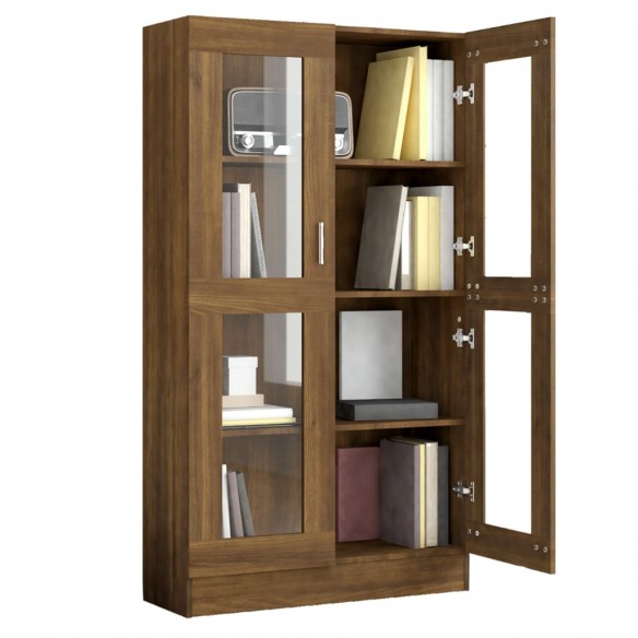 Armoire à vitrine Chêne brun 82,5x30,5x150 cm Bois d'ingénierie