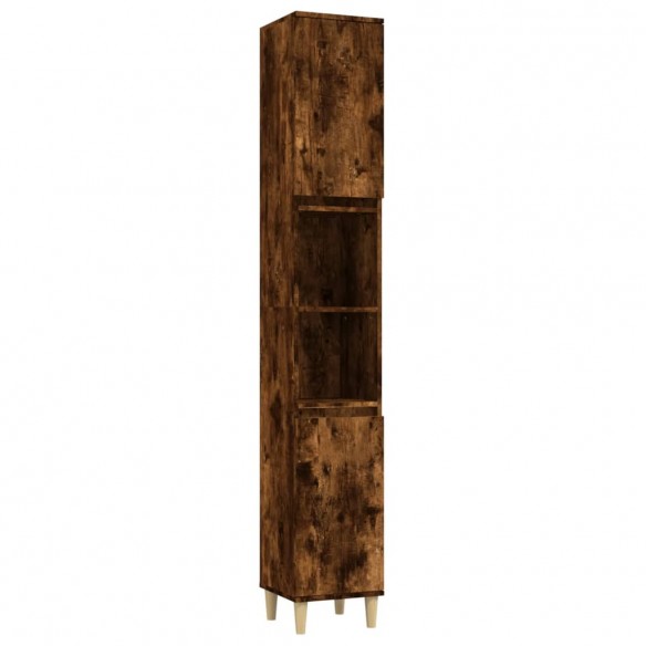 Armoire de bain chêne fumé 30x30x190 cm bois d'ingénierie