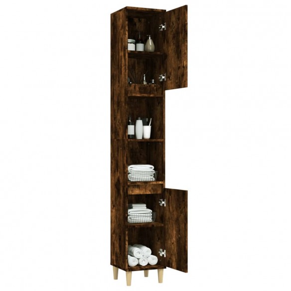 Armoire de bain chêne fumé 30x30x190 cm bois d'ingénierie