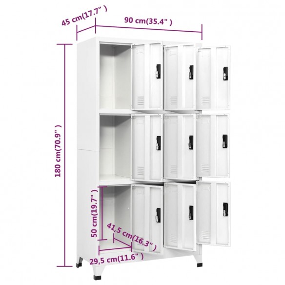 Armoire à casiers Blanc 90x45x180 cm Acier