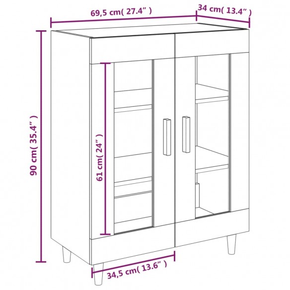 Buffet blanc 69,5x34x90 cm bois d'ingénierie