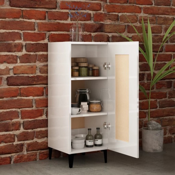 Buffet Blanc brillant 34,5x34x90 cm Bois d'ingénierie