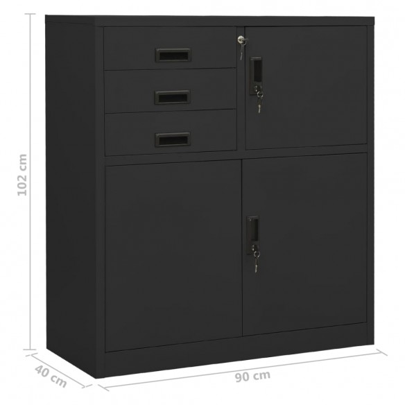 Armoire de bureau et jardinière Anthracite 90x40x125 cm Acier