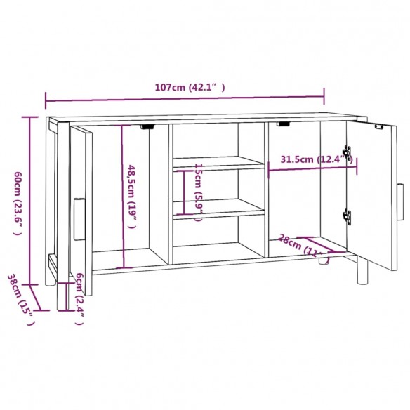 Buffet Noir 107x38x60 cm Bois d'ingénierie