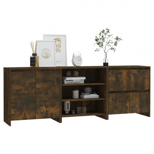 Buffets 3 pcs Chêne fumé Bois d'ingénierie