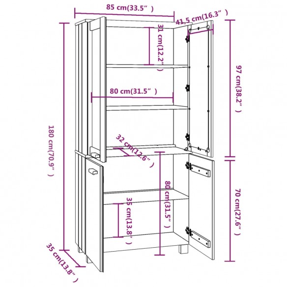 Buffet HAMAR Bois massif de pin Blanc