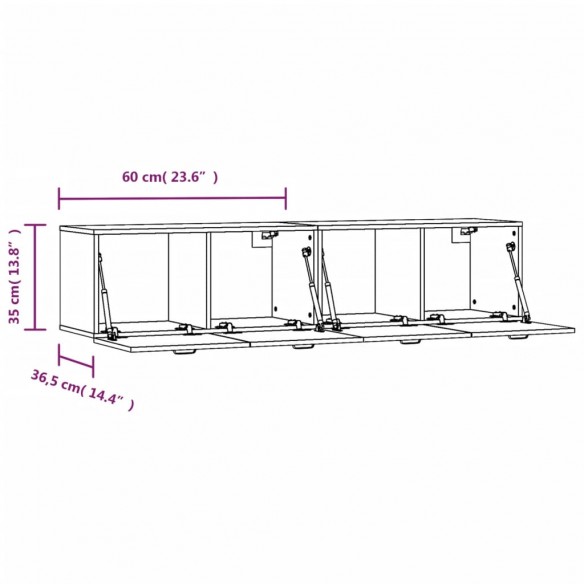 Armoires murales 2 pcs Blanc 60x36,5x35 cm Bois d'ingénierie