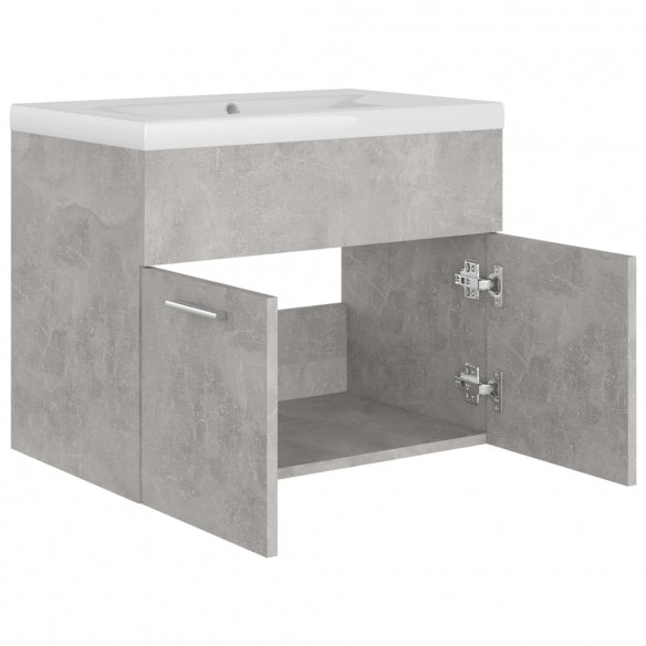 Armoire d'évier avec lavabo intégré Gris béton Aggloméré