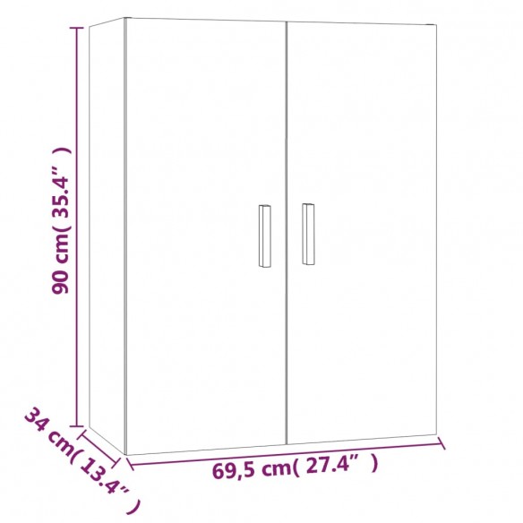 Armoire murale suspendue Sonoma gris 69,5x34x90 cm