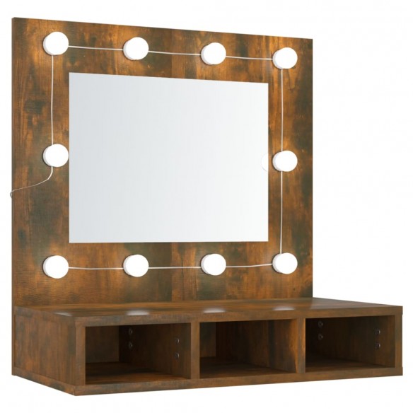 Armoire à miroir avec LED Chêne fumé 60x31,5x62 cm