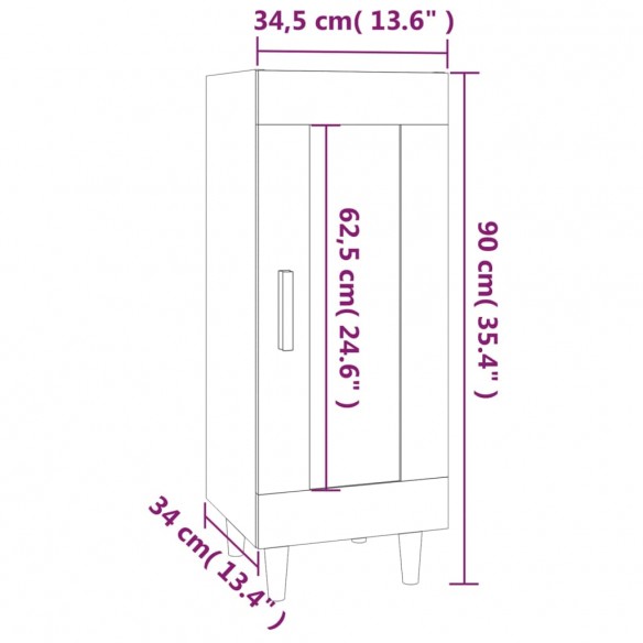 Buffet Gris béton 34,5x34x90 cm Bois d'ingénierie