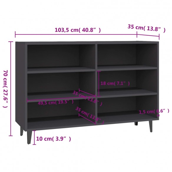 Buffet Gris 103,5x35x70 cm Aggloméré