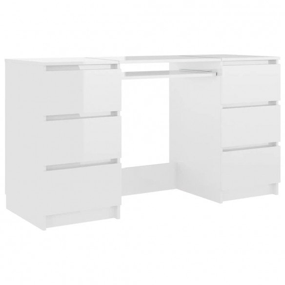 Bureau Blanc brillant 140x50x77 cm Aggloméré