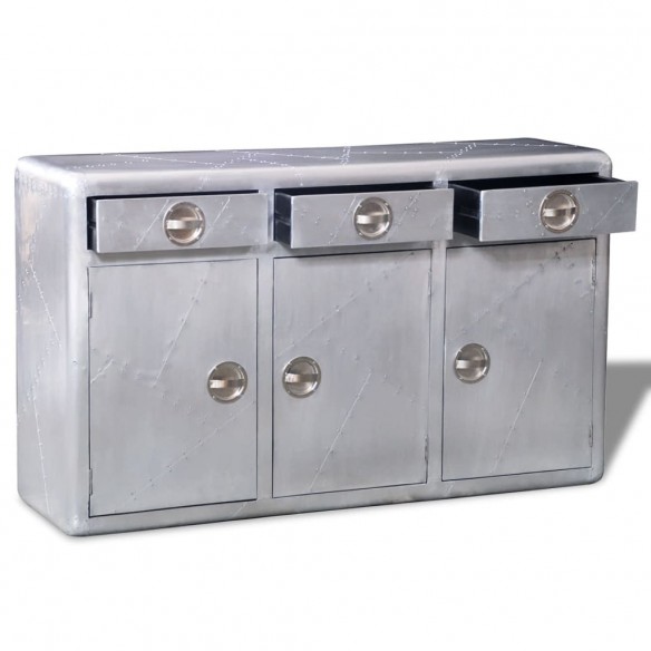 Buffet avec 3 tiroirs Style vintage Aluminium