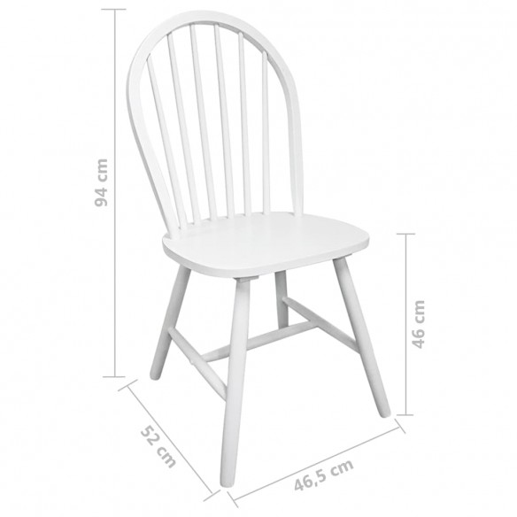 Chaises à manger lot de 4 blanc bois d'hévéa solide