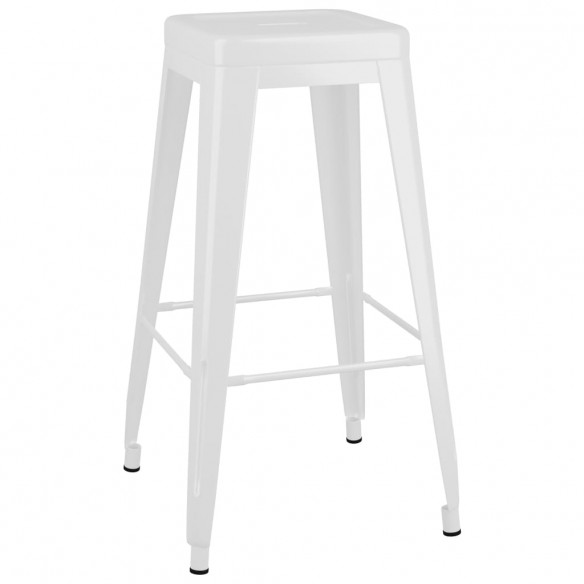 Tabourets de bar empilables lot de 2 blanc Métal