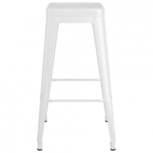 Tabourets de bar empilables lot de 2 blanc Métal