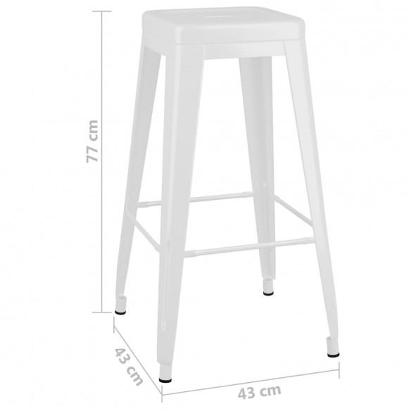 Tabourets de bar empilables lot de 2 blanc Métal