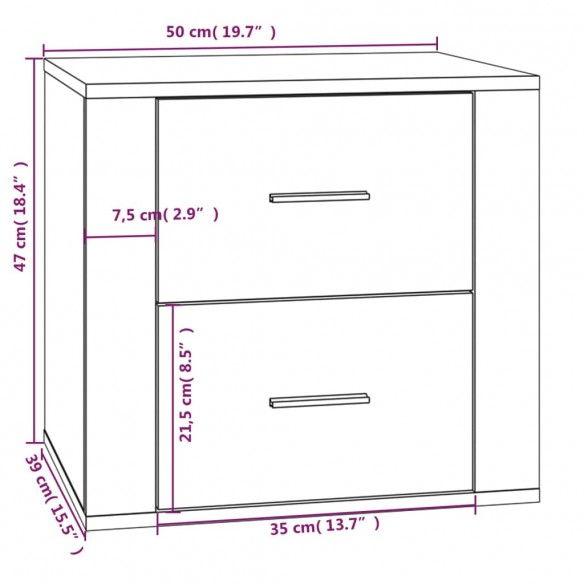 Table de chevet Blanc brillant 50x39x47 cm