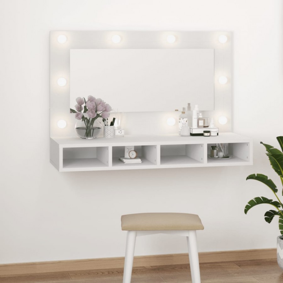 Armoire à miroir avec LED Blanc 90x31,5x62 cm