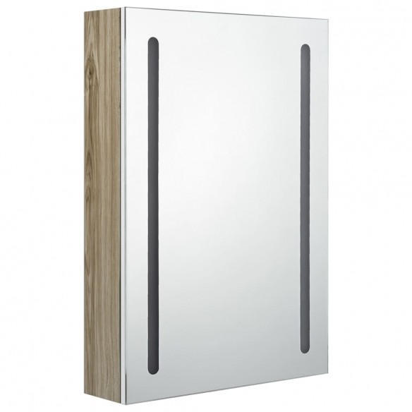 Armoire de salle de bain à miroir LED blanc et chêne 50x13x70cm