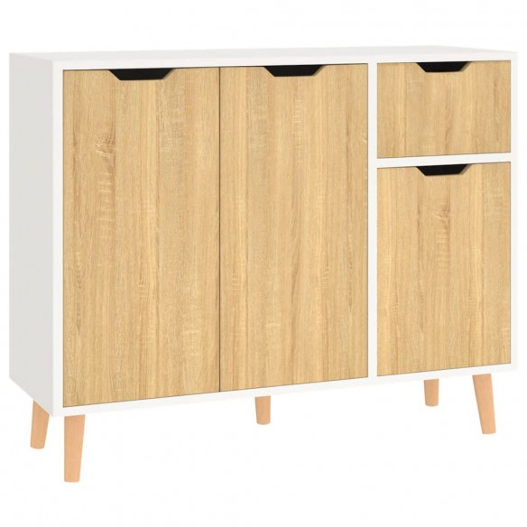 Buffet blanc et chêne sonoma 90x30x72 cm bois d'ingénierie