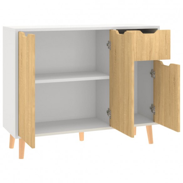 Buffet blanc et chêne sonoma 90x30x72 cm bois d'ingénierie