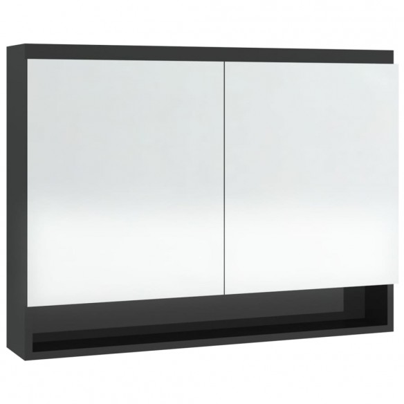 Armoire à miroir de salle de bain 80x15x60 cm MDF Noir brillant