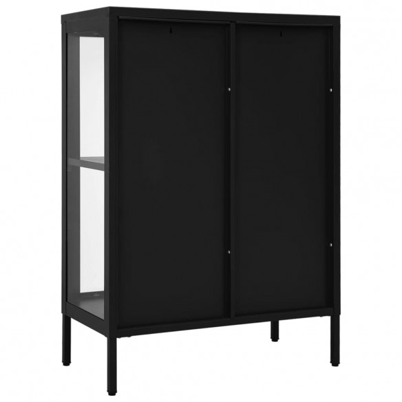 Buffet Noir 75x35x105 cm Acier et verre