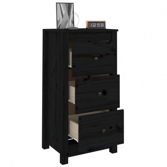 Buffet Noir 40x35x80 cm Bois massif de pin