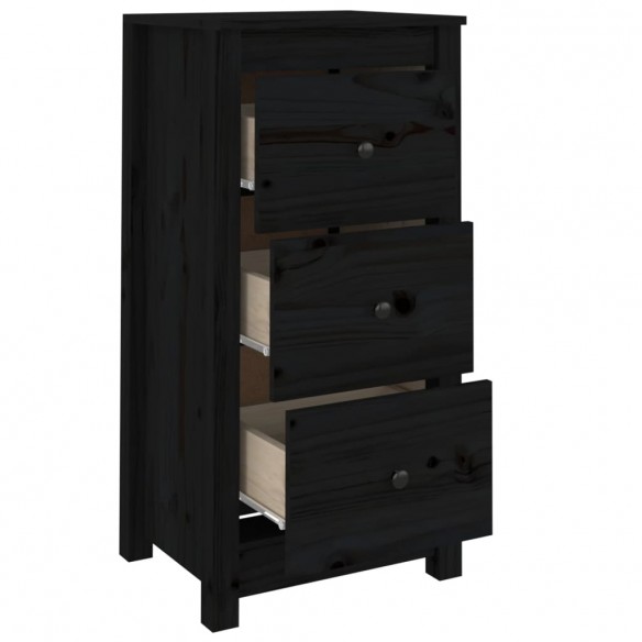 Buffet Noir 40x35x80 cm Bois massif de pin