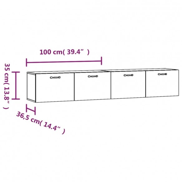 Armoires murales 2 pcs Noir 100x36,5x35 cm Bois d'ingénierie