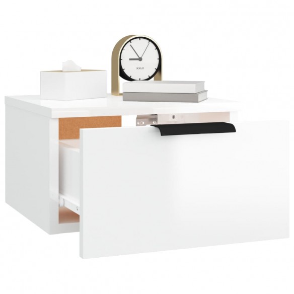 Tables de chevet murales 2 pcs Blanc brillant 34x30x20 cm