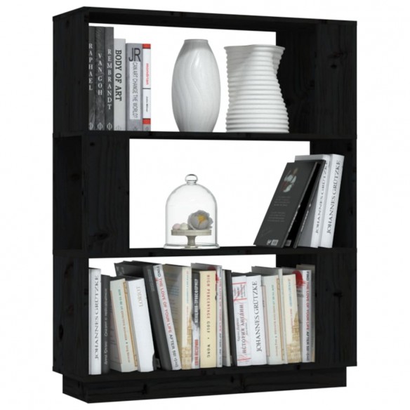 Bibliothèque/Séparateur de pièce Noir 80x35x101 cm Pin massif