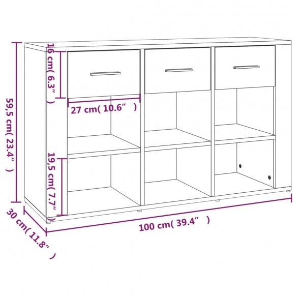 Buffet Blanc 100x30x59,5 cm Bois d'ingénierie