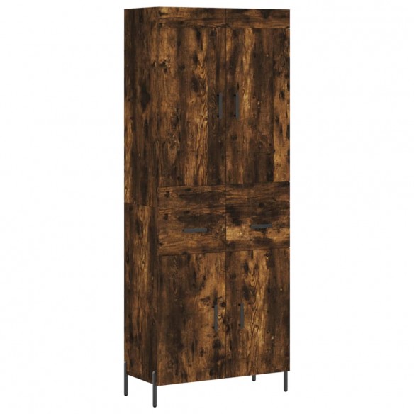 Buffet haut Chêne fumé 69,5x34x180 cm Bois d'ingénierie