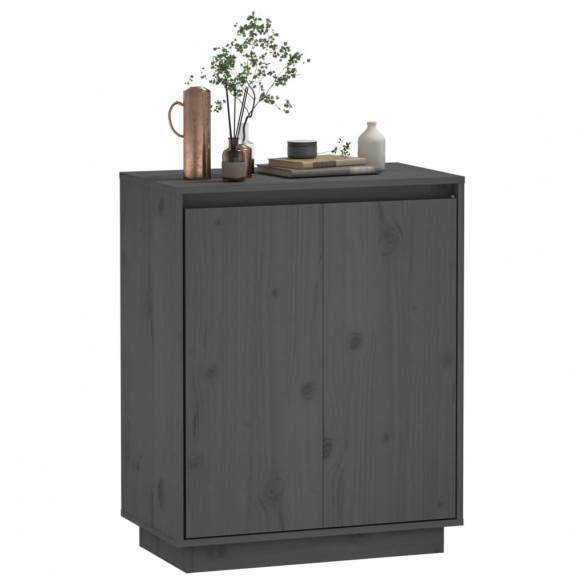 Buffet Gris 60x34x75 cm Bois massif de pin