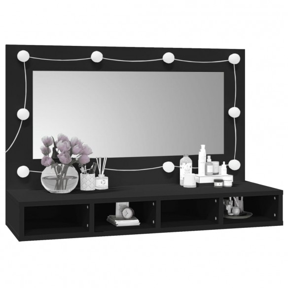 Armoire à miroir avec LED noir 90x31,5x62 cm