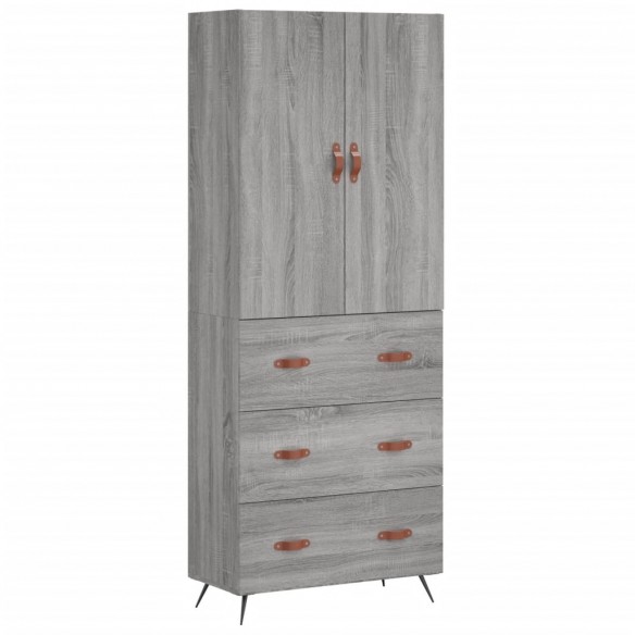 Buffet haut Sonoma gris 69,5x34x180 cm Bois d'ingénierie