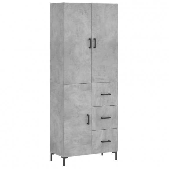 Buffet haut Gris béton 69,5x34x180 cm Bois d'ingénierie